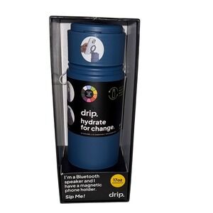Drip 17oz Water Bottle Bluetooth Speaker Magnetic Phone Holder Blue New in box‎